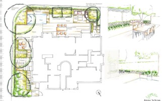 Garten mit Mini-Pool und Mosaikfliesen